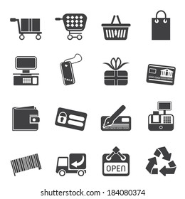 Silhouette Simple Online Shop icons - Vector Icon Set 