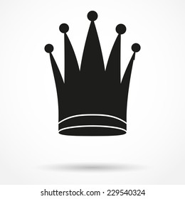 Silhouette simple symbol of classic royal queen Crown. Vector Illustration and Isolated On White Background.