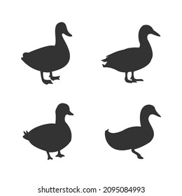 silhouette simple vector duck icon, isolated black duck icon on white backgrounnd