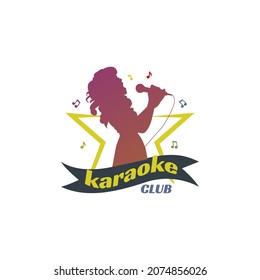 Silhouette of singer with microphone. Karaoke logo design idea for business, website or company