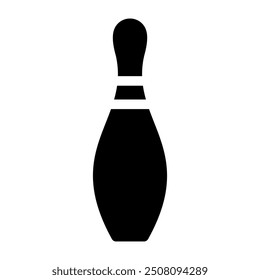 Silhouette of a single bowling pin, isolated.