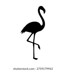 Silhouette of a single flamingo standing