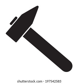 Silhouette of a single hammer tool, isolated on white background.
