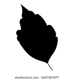 Silhouette aus einem einzelnen Blatt auf weißem Hintergrund. Schwarzes Element. Vektor.