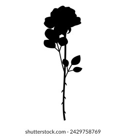 Silueta de una sola rosa, icono, vector