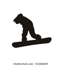 Silhouette of single snowboarder isolated on a white background. Vector illustration