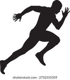 Silhouette of a single sprint runner in motion dynamic athletic pose