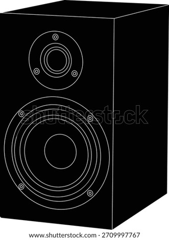 Silhouette of a single stereo speaker front view. 
