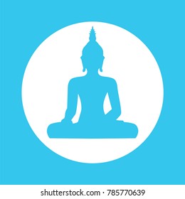 Silhouette of sitting Buddha on white background. Vector illustration. Indian, Buddhism, Spiritual concept