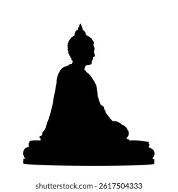 silhouette of a sitting buddha statue - vector illustration