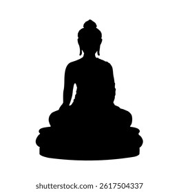 silhouette of a sitting buddha statue - vector illustration