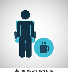 silhouette sitting business cup coffee icon vector illustration eps 10