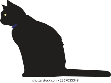 Silhouette Sitting Cat 2 illustration vector	
