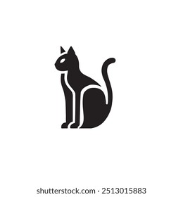silhouette of a sitting cat. icon Vector