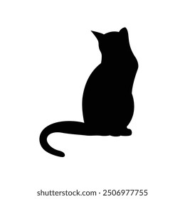 The silhouette of sitting cat vector illustration