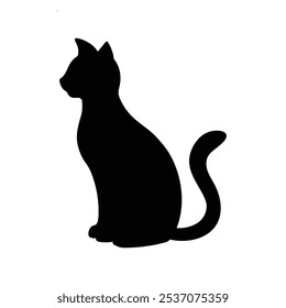 Silhouette of a sitting cat. Vector illustration