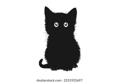 Silhouette of Sitting Cats in Profile. black cat icon silhouette vector illustration design