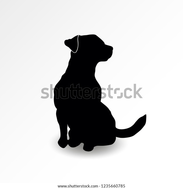 Download Silhouette Sitting Dog Looking Right Side Stock Vector ...