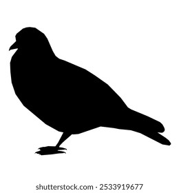 Silhouette of a sitting dove isolated on a white background. Vector illustration.