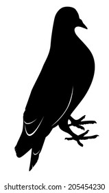 silhouette sitting dove on a white background vector