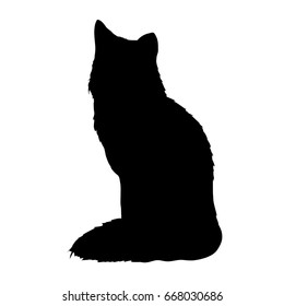Silhouette of sitting fox on the white background