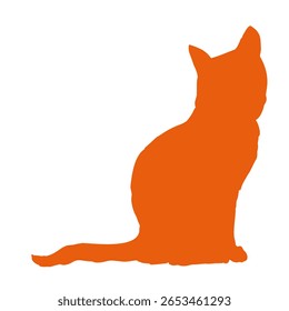 Silhouette of a sitting ginger cat.