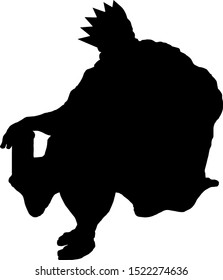 Silhouette of a sitting king. Vector illustration. 