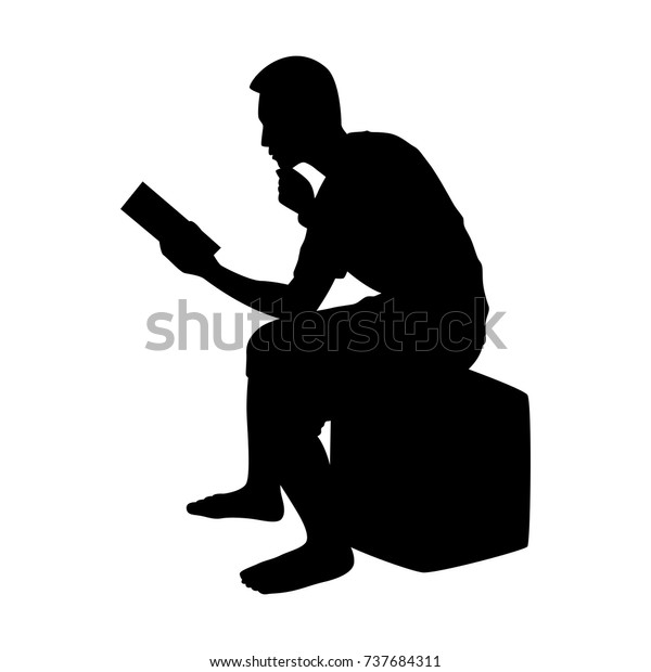 Silhouette Sitting Man On White Stock Vector (Royalty Free) 737684311 ...