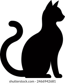 Silhouette of sitting pet. Cat style logo or icon illustration