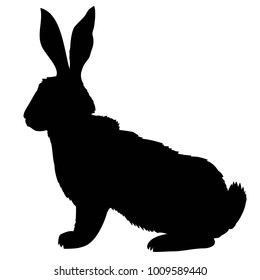 Silhouette of a sitting up rabbit, vector illustration