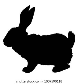 Silhouette of a sitting up rabbit, vector illustration