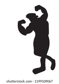silhouette of a six pack body builder man