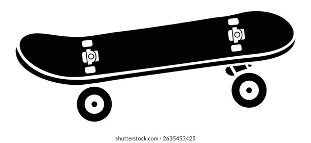 Silhouette of skateboard icon vector. Skateboard icon vector. Rental skateboard, store and repair parts, active recreation and extreme, youth sport. Vector illustration.