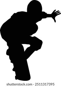 Silhouette of skateboard player full body illustration