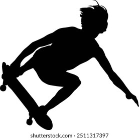 Silhouette of skateboard player full body illustration