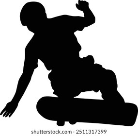 Silhouette of skateboard player full body illustration