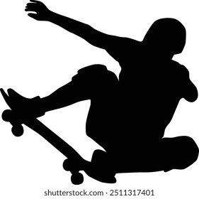 Silhouette of skateboard player full body illustration