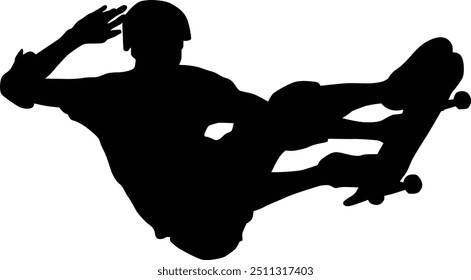 Silhouette of skateboard player full body illustration