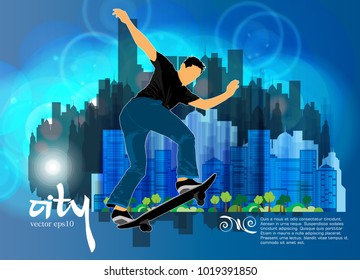 Silhouette des Skateboarders