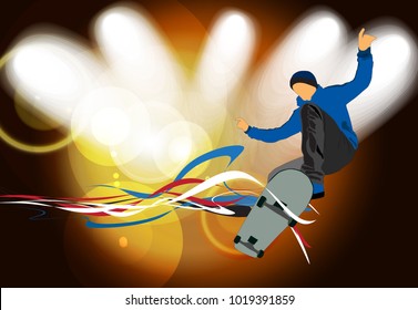 Silhouette des Skateboarders