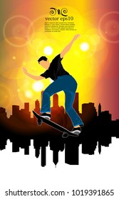 Silhouette of skateboarder