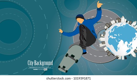 Silhouette de skateboarder