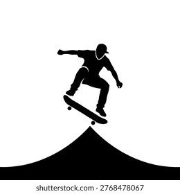 Silhouette of a skateboarder in action