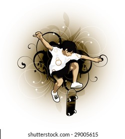 silhouette of a skateboarder in air
