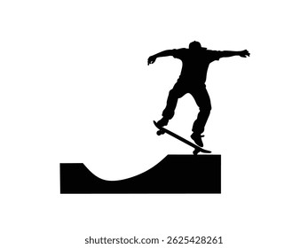 silhouette of a skateboarder doing exercises on the board