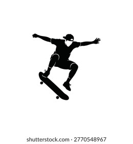 Silhouette of a skateboarder doing tricks