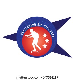 silhouette skateboarder logo badge and banner vector format