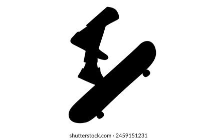 silhouette of skateboarder man riding skate and performing jump trick