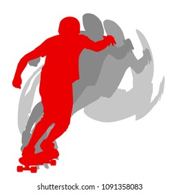 Silhouette of skateboarder on a white background vector