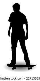 silhouette of a skateboarder on a white background vector